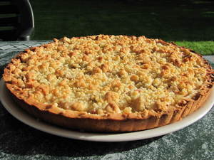 Tarte crumble pomme rhubarbe